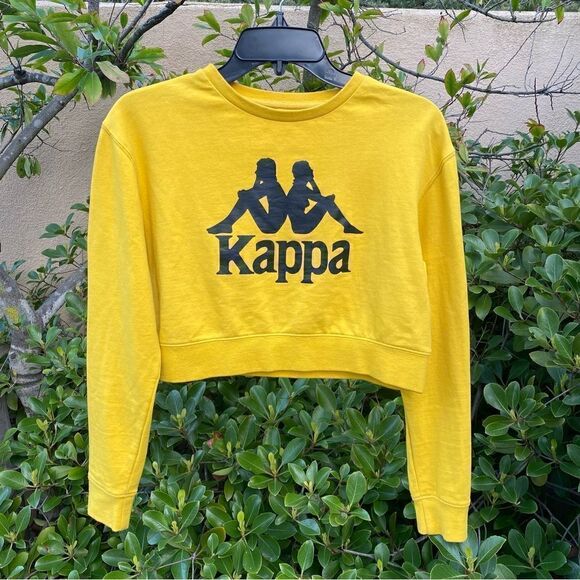 Kappa Yellow Long Sleeve Logo Cropped Sweatshirt. Size Small. EUC! - Picture 1 of 5